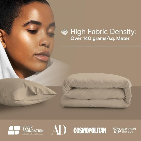 DOZ by SIJO Twin Duvet Cover Set 100% Viscose from Bamboo Organic Dune Beige - Picture 5 of 5